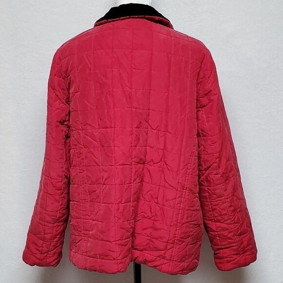 Vintage 1980s Easy Spirit Reversible Black Velvet Red Silk Qulited Filled Jacket - Picture 13 of 16